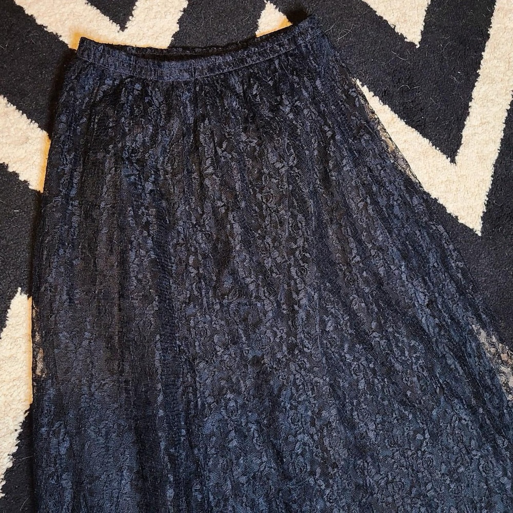 Whimsigoth Black Lace Maxi Skirt y2k - Picture 6 of 8